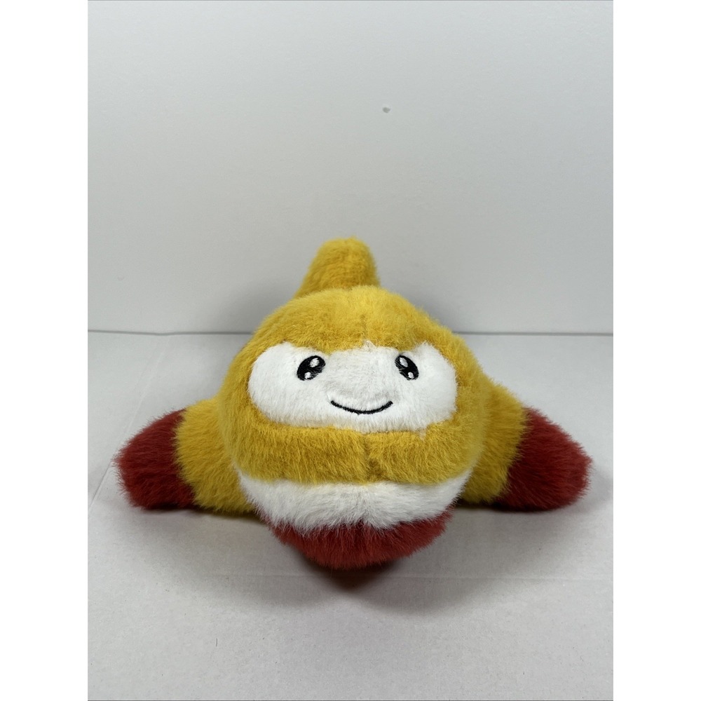 Apricot Lamb Plush Yellow White Red Fuzzy Airplane ‎ Smiling 9" Long - Tags Cut